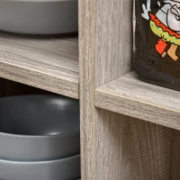 HOMCOM Farmhouse Sideboard Buffet Cabinet, Coffee Bar Cabinet with Storage Shelves, Kitchen Cabinet with 2 Framed Glass Doors and Anti-Topple, Distressed Gray(m-13)