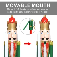 Open Box HOMCOM 42" Wooden Traditional Nutcracker King Figure with Sword - Red and Green(m-4)
