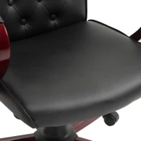 Vinsetto High Back Faux Leather Office Chair with Button Tufted Design, Executive Computer Desk Chair with Solid Wood Feet and Arms, Black(m-16)