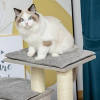 PawHut Cat Tree Climbing Activity Center with Scratching Post Condo Perch Cushions 34.75" H, Grey(m-9)