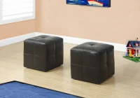 Monarch Two Piece Kids' Padded Upholstered Ottoman Set - Dark Brown Leather-Look(m-2)