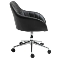 Vinsetto Mid Back Home Office Chair Computer Desk Chair with PU Leather, Adjustable Height, Swivel Wheels for Study, Bedroom, Black(m-13)