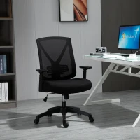 Vinsetto Ergonomic Mesh Office Chair with Lumbar Back Support, Swivel Rocking Computer Chair with Adjustable Height and Armrests for Home Office, Black(m-2)