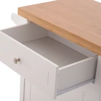 Open Box HOMCOM 27.5" Pine Wood Bamboo Portable Rolling Kitchen Island Cart with Wheels - White(m-8)