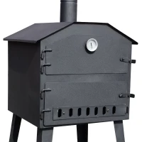 Outsunny Patio Pizza Oven Barbecue Grill Trolley Charcoal BBQ Patio Outdoor Garden Heating Heat Smoker(m-6)