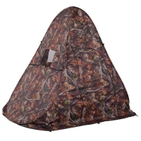 Outsunny Pop Up Ground Hunting Tent Outdoor Shooting Birdwatching Blind Hide Tent w/ Carry Bag 1-2 Person Portable Camouflage(m-1)