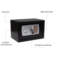 HomCom 12" x 8" x 8" Steel Electronic Digital Security Safe - Black(m-3)