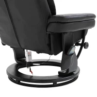 HOMCOM PU Leather Massage Sofa Recliner Chair with Ottoman Heated 10 Point Vibration Swiveling Armchair, Black(m-12)