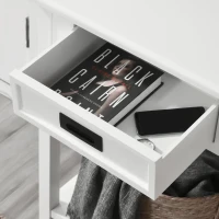 HOMCOM Console Table with 2 Storage Drawers and Open Shelf, Modern Sofa Table for Hallway, Living Room, or Bedroom, White(m-11)