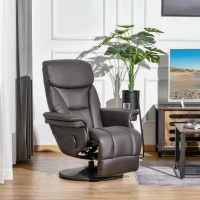 HOMCOM Manual Recliner, Swivel Lounge Armchair with Side Pocket, Footrest and Cup Holder for Living Room, Brown(m-8)
