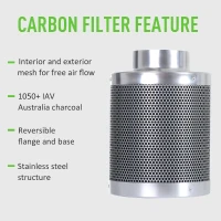 DURHAND 4 Inch Inline Fan Carbon Filter Duct Combo 2 Clamps Hydroponics Grow Room Tent Ventilation Kit(m-7)