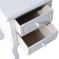 HOMCOM Wood Night Stand Bedside End Table with 2 Storage Drawers White(m-10)
