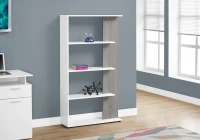 Monarch 56" Contemporary Reclaimed Wood-look 4-Shelf Adjustable Bookshelf - White(m-2)