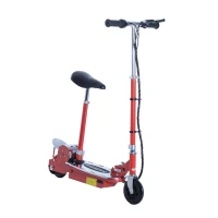 Qaba Adjustable Folding Electric Seated E-Scooter Battery Powered Motorized Bike Electric Scooter with Seat Red(m-2)