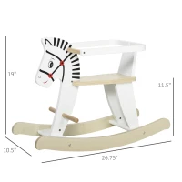 Qaba Wooden Rocking Horse Toddler Wood Ride-on Toys for 3-6 Years w/ Safety Guardrail(m-3)