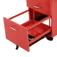 HOMCOM Rolling Filing Steel Cabinet Chest Organizer Cupboard Home Office Furniture with 3 Drawers and LOCK (Red)(m-7)
