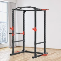 Soozier Adjustable Power Tower Dip Station Pull Up Bar Squat Rack Power Cage At Home Workout Equipment, Upper Body Strength Training Equipment(m-2)
