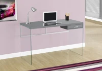 Monarch 48" Contemporary Glass Legged Writing Computer Desk with Drawer - Glossy Grey(m-2)