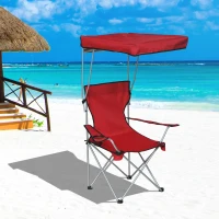 Outsunny Folding Camp Chair Outdoor Picnic Portable Armchair Sunshade w/Canopy(m-1)