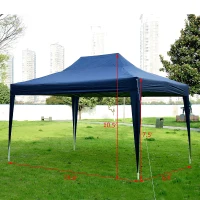Outsunny 10’x15’ Outdoor Pop Up Party Tent Folding Wedding Gazebo Canopy with 4 Removable Sidewalls (Blue)(m-3)