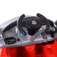 Aosom 6V Electric Ride-On Fire Truck Vehicle for Kids with Remote Control Music Lights and Ladder(m-7)
