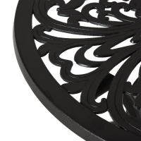 Outsunny Φ34" Outdoor Patio Garden Table with Unique Floral Design, Aluminum Material, & 1.75" Umbrella Hole(m-9)