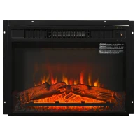HOMCOM Electric Fireplace Insert for Wood Cabinets with Realistic Flame Effect and Automatic Shut-Off, Black(m-12)