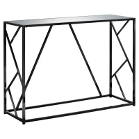Monarch 44" Minimalist Glam Mirrored Top Metal Frame Accent Hall Sofa Console Table - Black Nickel Finish(m-1)