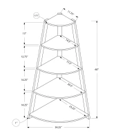 Monarch 60" Wood Grain-Look 5-Tier Corner Accent Display Bookcase - White Finish(m-4)
