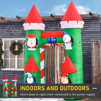 HOMCOM 11 ft LED Lit Inflatable Christmas Arch, Outdoor Holiday Light Yard Display with Santa Claus, Snowman, Reindeer, Gingerbread Man and Penguin(m-5)