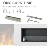 HOMCOM Ethanol Fireplace, 43.25" Wall-Mounted 0.73 Gal Stainless Steel Max 323 Sq. Ft., Burns up to 4 Hours, White(m-4)