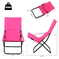 Outsunny Beach Chair Portable Ergonomic w/ Armrest Pink(m-3)
