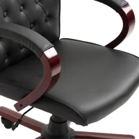 Vinsetto High Back Faux Leather Office Chair with Button Tufted Design, Executive Computer Desk Chair with Solid Wood Feet and Arms, Black(m-15)