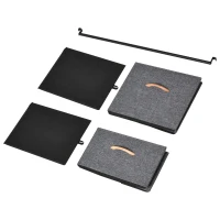 HOMCOM Industrial Bedroom Hall Tree Organizer with Long Coat Hanger Bar, 5 Fabric Foldable Drawers for Entryway, Bedroom, Office, Dorm Room(m-9)