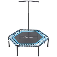 Soozier 4.5ft Exercise Trampoline, Portable & Foldable Fitness Trampoline Rebounder with 3-Level Adjustable T-Bar, Great for Adults Kids Working Out, Blue(m-8)