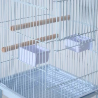 PawHut 44.5"H Metal Bird Cage Parrot Play Spot Stand w/ Wheel Storage Shelf Multi-doors Black(m-8)