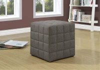 Monarch Padded Linen-Look Tufted Cube Ottoman - Light Brown(m-2)