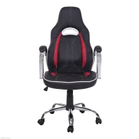 HOMCOM High Back Executive Racing Office Chair PU Leather Swivel Computer Desk Seat Black and Red(m-3)
