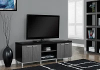 Monarch 60" Contemporary Hollow-Core Wood Grain-Look Double Door Storage Console TV Stand - Black / Grey Tones Finish(m-2)