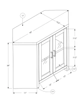 Monarch 42" Corner TV Stand and Cabinet with Glass Doors and Reclaimed Wood-Look Finish - Black(m-4)