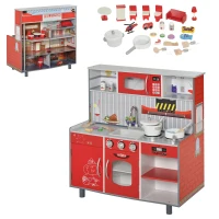 Qaba Kids Play Set 2 in 1 Multifunction Kitchen and Doll House with Realistic Function(m-8)