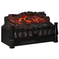 HOMCOM Electric Fireplace Insert Log with Realistic Ember Bed, Fireplace Heater with Remote Control, and 8H Timer, 1500W, Black(m-12)