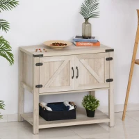 HOMCOM Elegant 2-Door Wooden Storage Hutch Cabinet with Bottom Shelf, Versatile Oak Finish, Ideal for Kitchen & Dining Room(m-7)