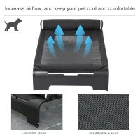 PawHut Elevated Dog Bed w/ Removable Pillow, Raised Pet Bed w/ Steel Frame & Breathable Mesh Fabric for Large Sized Dogs, Black(m-7)
