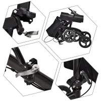 HOMCOM Knee Walker w/ Basket Safety Lock Crutch Alternative PU Seat Rehabilitating Rollator Black(m-9)