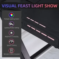 HOMCOM 55" Gaming Desk Racing Style Computer Table with LED Light Cup Gamepad Holder Headphone Hook Cable Management E-sport Study Workstation, Black(m-5)