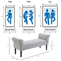 HOMCOM 52" Linen Upholstered Accent Ottoman Bench With Armrests, Light Gray(m-6)