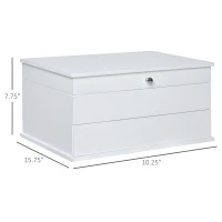 HOMCOM 3-Tier Jewelry Box Organizer with Glass Mirror and 6 Slots for Beauty Accessories, Costume Jewelry, White(m-3)