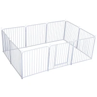 PawHut Heavy Duty Foldable Pet Playpen Portable Pet Product w/ Door Metal White(m-2)