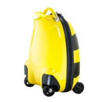 HOMCOM Kids Rolling Luggage Suitcase Travel Pilot BumbleBee with Remote Control (Yellow)(m-4)
